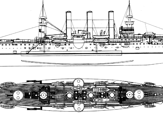 Корабль USS CA-3 Brooklyn [Armored Cruiser] - чертежи, габариты, рисунки
